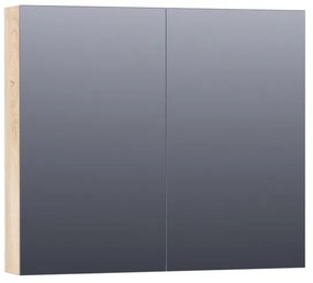 Saniclass Dual Spiegelkast - 80x70x15cm - 2 links- rechtsdraaiende spiegeldeur - MFC - sahara 7188