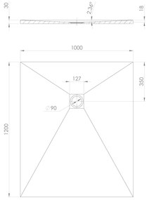 Polysan Treneca douchebak 120x100cm zwart mat