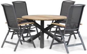 Tuinset Ronde Tuintafel 4 personen 120 cm Aluminium/Textileen /Aluminium/textileen Grijs  Lifestyle Garden Furniture Rosello/Fabriano