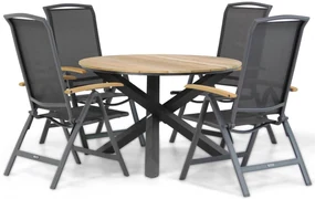 Tuinset Ronde Tuintafel 4 personen 120 cm Aluminium/Textileen /Aluminium/textileen Grijs  Lifestyle Garden Furniture Rosello/Fabriano