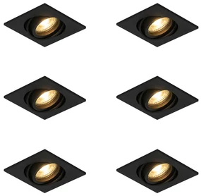 Set van 6 Moderne inbouwspot zwart verstelbaar - Club GU10 Binnenverlichting Lamp