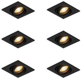 Set van 6 Moderne inbouwspot zwart verstelbaar - Club