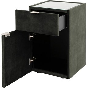 Goossens Nachtkastje Briljant Luxe, 1 deur links, 1 lade, met inleg glasblad