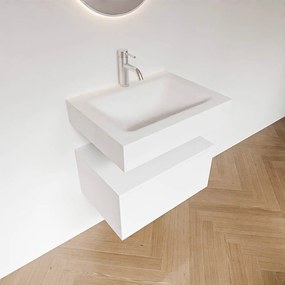 Zaro Alan badmeubel 60cm talc 1 lade met vrijhangende wastafel cloud midden 1 kraangat talc