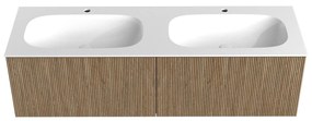 Mondiaz Kurve 150cm badmeubel dusk met 2 lades en wastafel big small dubbel 2 kraangaten