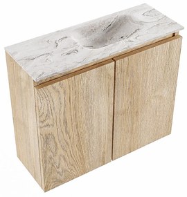 Mondiaz Ture DLux toiletmeubel 60cm washed oak met wastafel glace rechts zonder kraangat