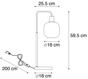 Smart tafellamp met dimmer zwart met goud en smoke glas incl. Wifi A60 - Zuzanna Design E27 Binnenverlichting Lamp