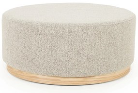 Eleonora Avah Ronde Hocker Taupe Met Eiken Rand