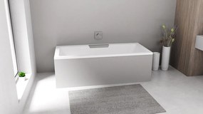 Polysan Monolith Cascata half vrijstaand bad met RVS waterval uitloop 185x85cm