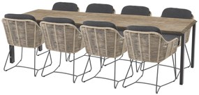 Taste by 4 Seasons Belmond tuinset naturel met Goa tafel Robusto teak blad 280 × 95 cm SALE    beige weerbestendig