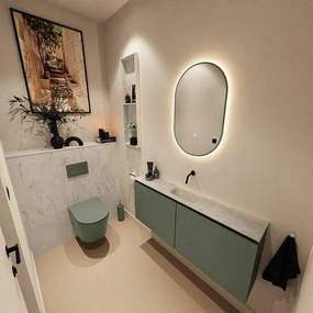 MONDIAZ TURE-DLUX 120cm toiletmeubel Army. EDEN wastafel Opalo positie midden. Zonder kraangat. TUREDX120ARMM0OPA