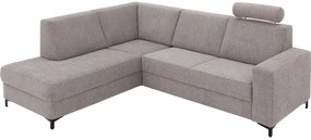 Goossens Basic Hoekbank Helsinki Incl. Hoofdsteun bruin, stof, 2-zits, modern design met ligelement links