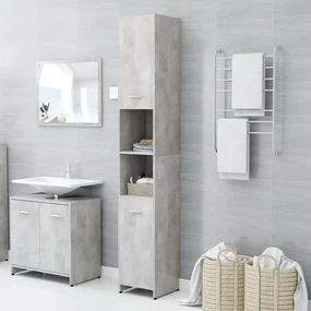 vidaXL Badkamerkast 30x30x183,5 cm spaanplaat betongrijs