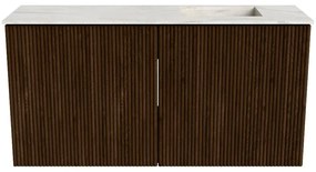 Mondiaz Joya DLux 80cm toiletmeubel walnut met wastafel faye rechts zonder kraangat ostra