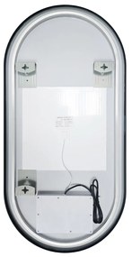 Saniclear Parma Black ovale spiegel met verwarming, direct en indirect licht mat zwart 100x50cm