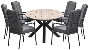 Garden Impressions Aleria tuinset 7-delig - Tulli tuintafel 220x115xH75 cm - light teak vironwood