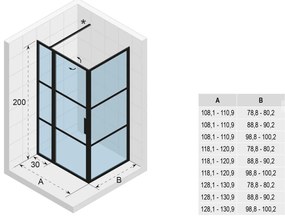 Riho Grid GB203 douchecabine 130x100cm matzwart