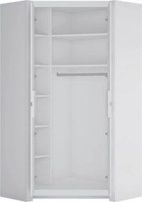 Hoekkledingkast Domodeu 108, Wit, 199x103x103cm, 137.4 kg, Kledingkast deuren: Met scharnieren