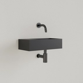 Sanigoods Nano fontein links zwart mat zonder kraangat 36x18cm