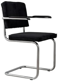 Zuiver Ridge Rib Eetkamerstoel Arm Zwart Chroom Rib
