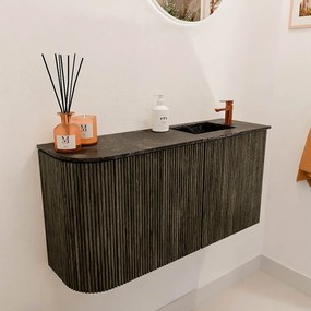 Mondiaz Joya DLux 80cm toiletmeubel ronding links shadow met wastafel faye rechts 1 kraangat lava