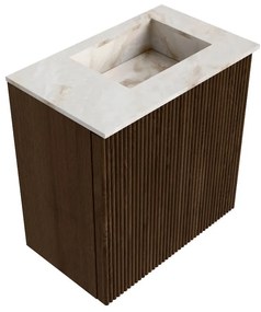 Mondiaz Joya DLux 40cm toiletmeubel walnut met wastafel faye rechts zonder kraangat frappe
