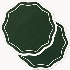 Ronde kerstplacemats Amela met gegolfde randen, 2-delig