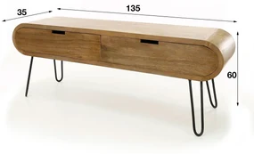 Mango Hout Tv-meubel Met Ronde Hoeken - 135x35x50cm.