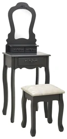 vidaXL Kaptafelset met kruk 50x59x136 cm paulowniahout grijs