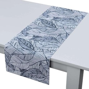 Dekoria Rechthoekige tafelloper collectie Velvet donkerblauw-wit 40 × 130 cm
