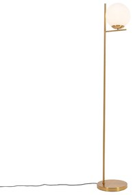 Art Deco vloerlamp goud en opaal glas - Flore Design E27 bol / globe / rond Binnenverlichting Lamp
