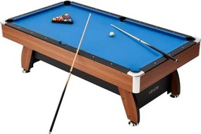 VEVOR Pooltafel 244 cm met houten blad, moderne speeltafel met verstelbare poten, complete set inclusief ballen/keu's/standaards/krijt/borstel, voor speelkamers recreatieruimtes blauw
