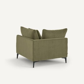 Hoekbank in stone-kleurig fluweel, MODERNISTE, ontwerp van Emmanuel Gallina