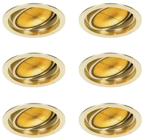 Set van 6 Moderne inbouwspot goud verstelbaar - Coop 111 Honey GU10 Binnenverlichting Lamp