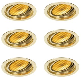 Set van 6 Moderne inbouwspot goud verstelbaar - Coop 111 Honey