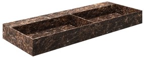 Saniclear Dark Emperador marmeren wastafel 120x46cm zonder kraangaten