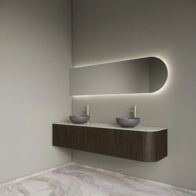 Gliss Design Alluro badmeubel ribbelfront met ronding rechts 180cm charcoal en wit marmer toppaneel