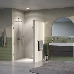 Brauer Void Carving profielloze nisdeur 120cm met draaideur 60cm aan muur RVS geborsteld PVD