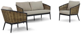 Stoel en Bank Loungeset Aluminium/wicker Grijs 4 personen Lifestyle Garden Furniture Nice