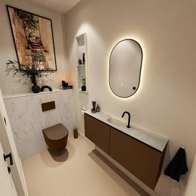 MONDIAZ TURE-DLUX Toiletmeubel - 120cm - Rust - EDEN - wastafel Opalo - positie midden - 1 kraangat TUREDX120RUSM1OPA