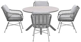 Garden Impressions Lucas tuinset 5-delig valley sand - Tulli tuintafel Ø122x75 cm - light teak vironwood