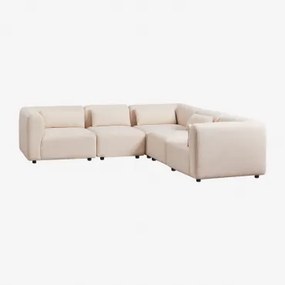 5-delige Modulaire Hoekbank Fogler Teddystof Crème Beige - Sklum