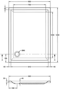 Plieger Kwadrant douchebak rechthoekig 120x90x5cm wit