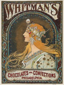 Kunstdruk Whitman's Chocolates & Confections (Vintage Art Nouveau) - Alfons Mucha, (30 x 40 cm)