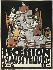 Kunstreproductie Poster for the Vienna Secession, 49th Exhibition, Die Freunde, Egon Schiele
