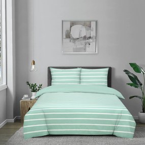 Dekbedovertrek My Design - 100% katoen - 200x200 -  streep aqua