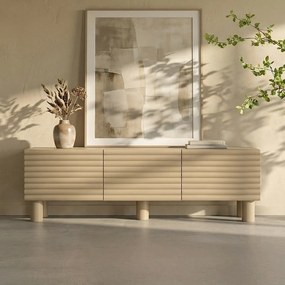 Zandkleur Tv-meubel Met Grote Ribbels 180 Cm - 180x40x55cm.