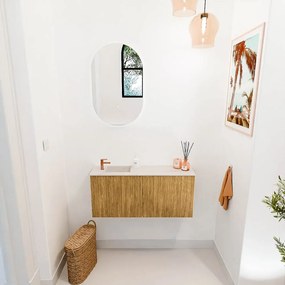Mondiaz Joya DLux 90cm toiletmeubel oak met wastafel faye links 1 kraangat meli