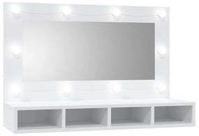 vidaXL Spiegelkast met LED-verlichting 90x31,5x62 cm wit