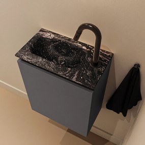 Mondiaz Ture DLux toiletmeubel 40cm dark grey met wastafel lava links met kraangat